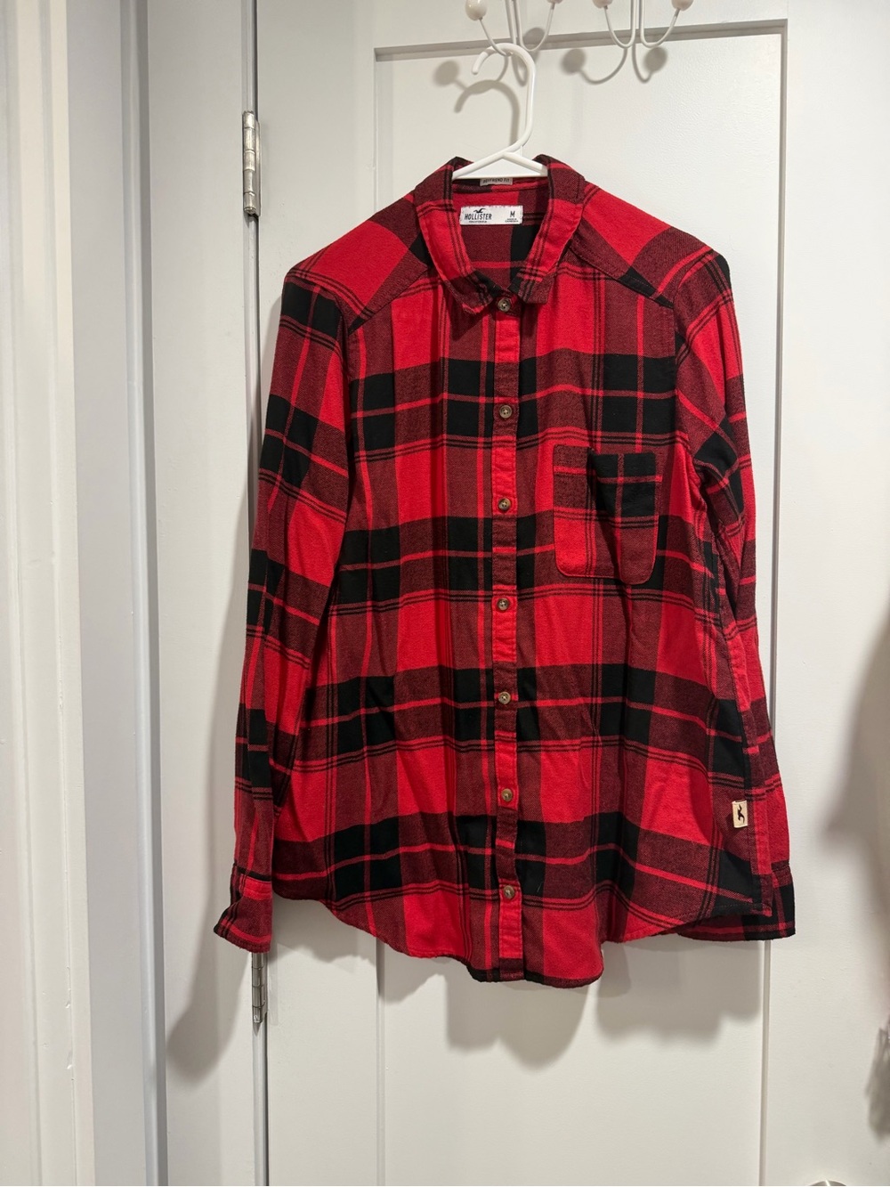Hollister Red Black Plaid Button-Down Shirt